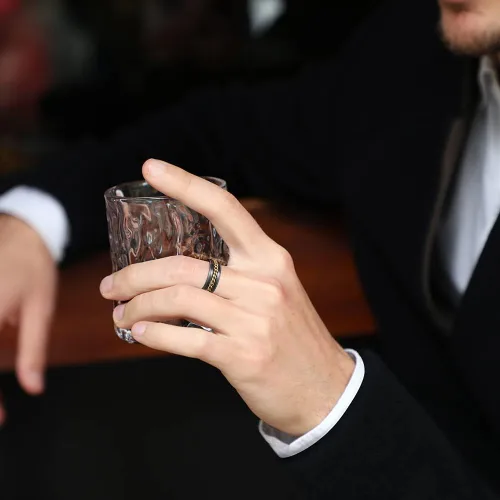 Miniatura 109 de King Will - Anillo antiestrés de acero inoxidable 316L para hombres y mujeres, con cadena decorativa giratoria, 8 mm de ancho, anillo de boda