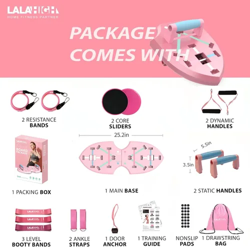 Miniatura 5 de LALAHIGH Push Up Board,36 in 1 Home Gym Equipment with Ab Roller Wheel & Resistance Bands, Portable Foldable Workout Board for Full Body Strength