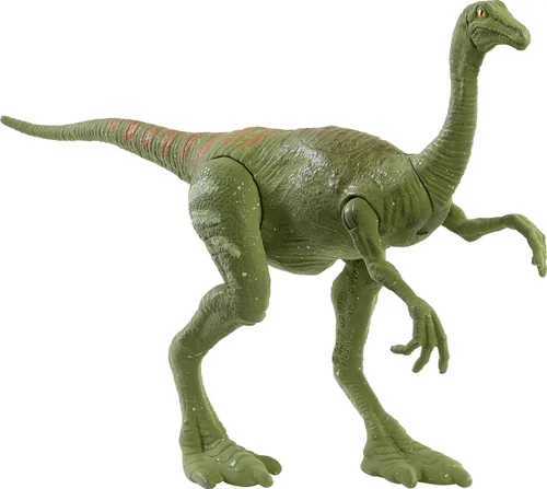 Mattel Jurassic World Camp - Figura de acción de dinosaurio de fuerza feroz del Cretácico, juguete de dinosaurio Gallimimus con articulaciones