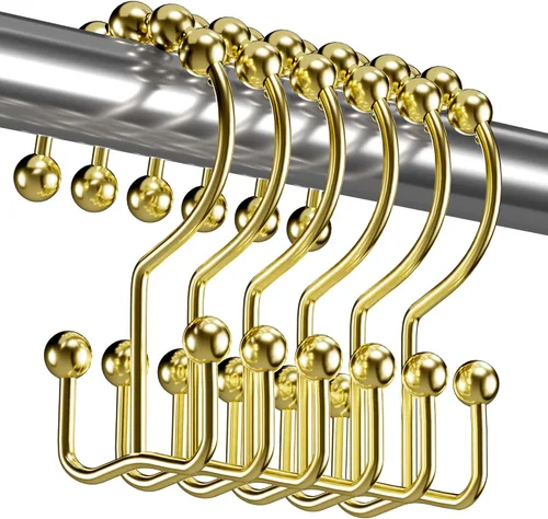 Miniatura 11 de Titanker Ganchos Anillos para Cortina de Ducha, Ganchos de Ducha de Metal de Doble Deslizamiento Resistentes al Óxido para Barras de Cortinas