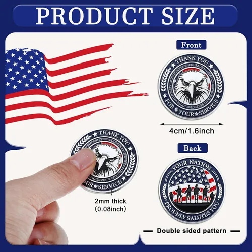 Miniatura 2 de Huquary 20 monedas militares de desafío para veteranos, monedas de agradecimiento por tu servicio, regalos para el día de los veteranos, regalos