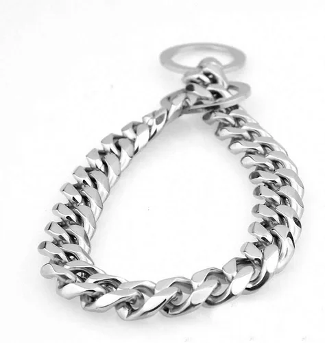 Miniatura 6 de Collar de acero inoxidable dorado fuerte de 0.591 in para perros grandes, collar de cadena de estrangulamiento para perros grandes, Pitbull Bulldog
