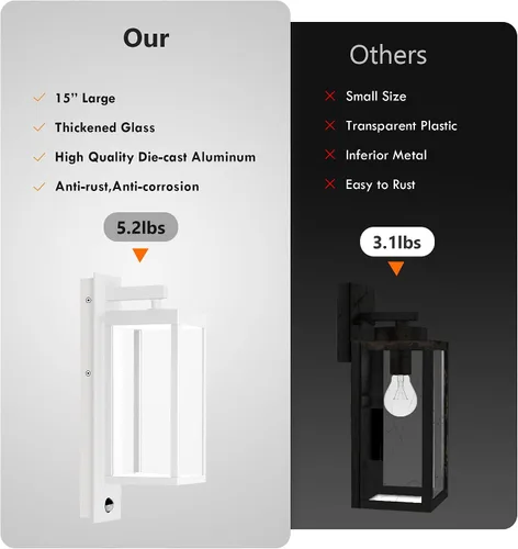 Miniatura 5 de Luces LED con sensor de movimiento para porche, montaje en pared al aire libre, lámpara exterior para casa, garaje, patio, jardín, 13 W, 750 lm