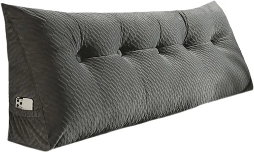 Miniatura 9 de Almohada triangular para cabecero, cojín triangular de color sólido, almohada grande de cuña para sofá cama, respaldo de dormitorio con funda de Azul