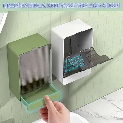 Miniatura 2 de HANCELANT Jaboneras de baño, paquete de 2 jaboneras con drenaje montado en la pared, caja de jabón para ducha, baño, fregadero de cocina, mantiene