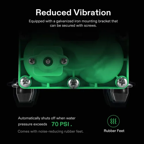 Miniatura 3 de VIVOGROW Bomba de presión de agua, bomba de agua de diafragma de 110 V, 5.5 GPM, 70 PSI, incluye adaptadores de manguera de jardín de 1/2 y 3/4
