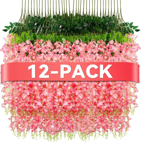 Alotiki Flores colgantes de glicina, flores colgantes falsas, guirnalda de glicinas artificiales para el hogar, boda, arco, fiesta, jardín,