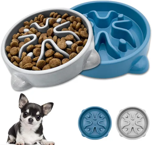 VANNON Paquete de 2 cuencos de alimentación lenta para perros, cuencos antideslizantes y duraderos para cachorros y perros pequeños, sin BPA, 1 taza