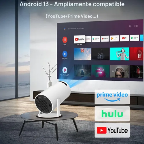 Miniatura 2 de Mini proyector, compatible con proyector portátil 4K 1080P con doble banda WIFI6 5G inalámbrico 5.2 Bluetooth Android 11, 160 lúmenes ANSI, rotación