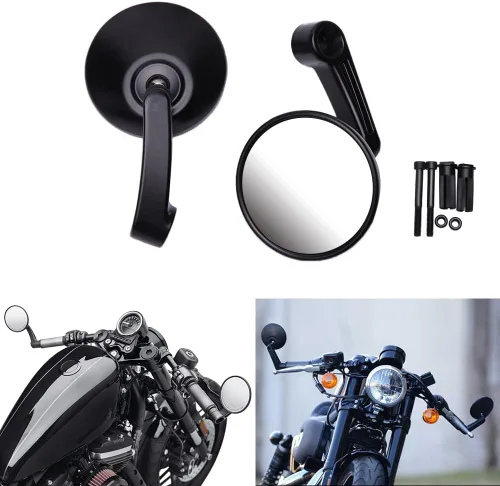 DREAMIZER Espejos retrovisores universales para manillar de motocicleta, 7/8 pulgadas, 0.866 in, color negro, para guía de barra de calle, Softail