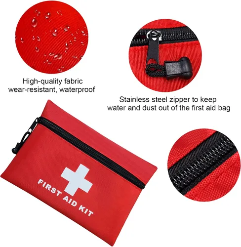 Miniatura 2 de 12 piezas Mini Kit de primeros auxilios Bolsa de almacenamiento vacía con cierre para emergencias en casa, oficina, automóvil, al aire libre, barco