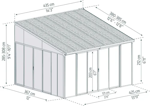 Miniatura 4 de Palram - Canopia Sanremo - Toldo para patio cerrado de 13 x 14 pulgadas, kit de terraza gris de bricolaje inclinado a cenador con paredes