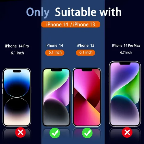 Miniatura 2 de Ferilinso Protector de pantalla de privacidad para iPhone 13 y iPhone 14, paquete de 2 protectores de pantalla de vidrio templado antiespía 9H