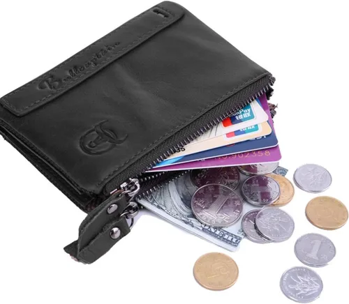 Miniatura 7 de BULLCAPTAIN Cartera de cuero genuino para hombres Vintage doble cremallera monedero billetera