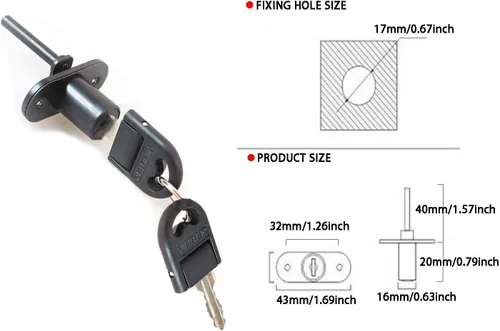 Miniatura 2 de HOWDIA 4 piezas – Cerraduras de gabinete con cerradura de cajón con llaves, cerradura de cajón de aleación de zinc para escritorio, armario