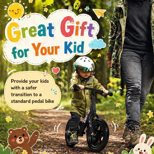 Miniatura 6 de Birtech Bicicleta de equilibrio para niños de 2, 3, 4, 5 años, bicicleta de equilibrio para niños de 12 pulgadas, juguetes para interiores