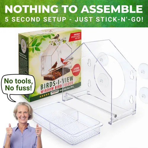 Miniatura 4 de Nature Anywhere Comedero para pájaros de ventana – Comedero acrílico transparente para pájaros para exteriores – Agarre de succión mejorado