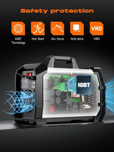 Miniatura 6 de Soldador de varilla de 225 A con gran pantalla LCD, inversor digital IGBT, máquina de soldadura de varilla portátil de 110V/220V. Las