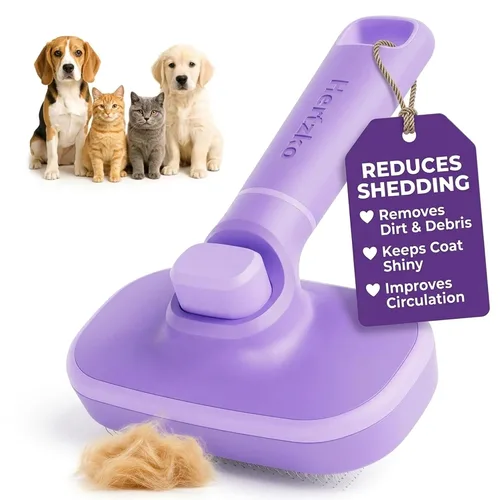 Miniatura 9 de Hertzko Cepillo deslizante de autolimpieza para gatos y perros, herramienta de aseo para eliminar el pelo largo y corto, cepillo retráctil para Azul