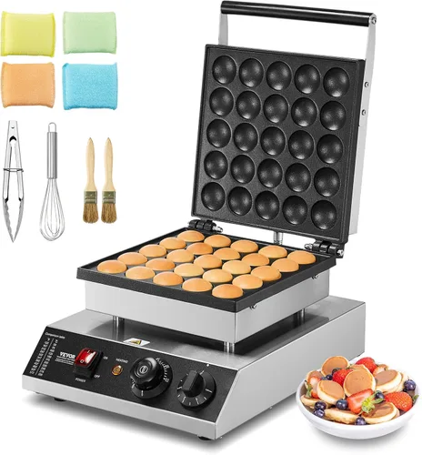 VEVOR Mini máquina para hacer panqueques holandeses, máquina para hacer 25 piezas de dorayaki de 43 mm de diámetro, parrilla eléctrica comercial de