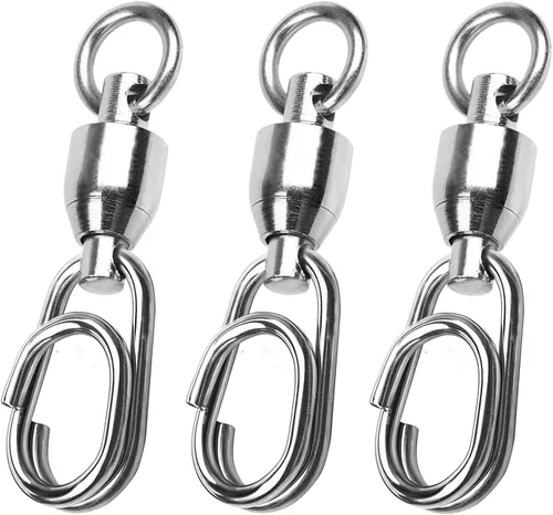 Atibin Conector giratorio de acero inoxidable de alta resistencia para pesca con broches giratorios de agua dulce Rodamiento de bolas de pesca Snap