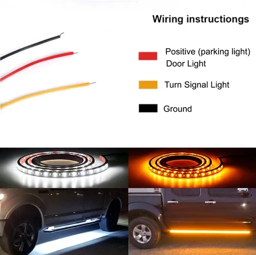 Miniatura 7 de Tira de luz LED para estribo de camión de 60 pulgadas, señal de giro ámbar secuencial DRL y luz blanca de cortesía, 288 LED, impermeable, flexible