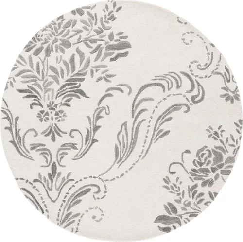 Miniatura 3 de SAFAVIEH Jardin Collection - Alfombra redonda de 6 pies, color marfil y gris, lana hecha a mano, ideal para zonas de alto tráfico en sala de estar