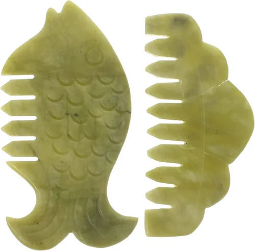Miniatura 15 de Healifty Masajeador de cuero cabelludo con peine de jade, peine masajeador de cabello de jade verde natural para masaje de cabeza y relajación