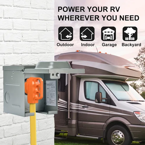 Miniatura 5 de EyGde Caja de toma de corriente RV de 30 amperios, orificio preestablecido mejorado fácil de golpear receptáculo de RV, panel eléctrico impermeable
