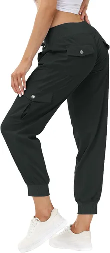 Miniatura 2 de MoFiz Pantalones cargo para mujer, ligeros, con cintura elástica, pantalones deportivos para senderismo al aire libre, pantalones deportivos casuales