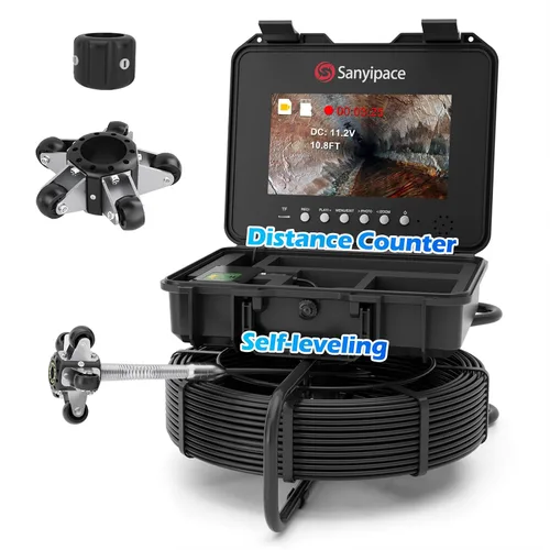 Miniatura 9 de Sanyipace Cámara de Alcantarillado con Localizador de Tuberías, Cable de 7mm/0.28pulgadas, 512Hz, Pantalla IPS de 10.1", Tarjeta de 32GB, Cámara