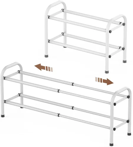 Miniatura 12 de Gonfoam Zapatero expandible de 2 niveles, estante ajustable para zapatos, organizador de almacenamiento de metal resistente, zapatero de pie