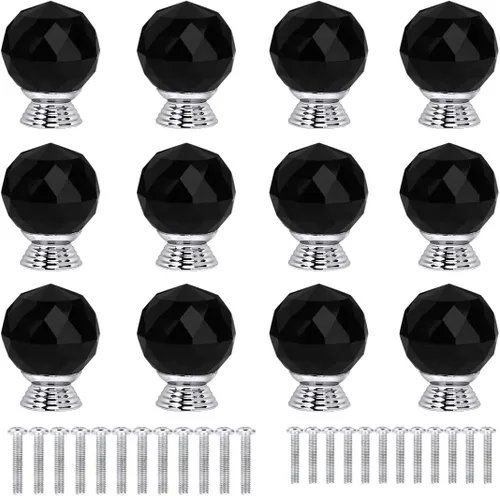 Miniatura 15 de 12 pomos de cristal de forma redonda de 1.18 pulgadas con tornillos, perilla de cajón para tirar, utilizada para cocina, tocador, puerta, armario