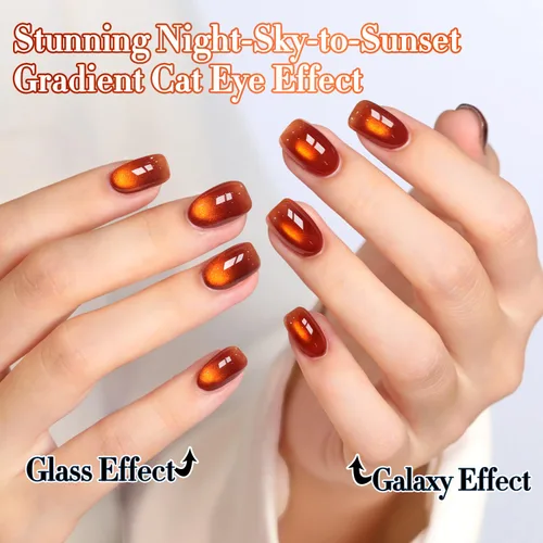 Miniatura 3 de Double Rhythm Esmalte de gel Jelly Glass de ojo de gato con imán, 0.5 onzas líquidas, brillo holográfico, brillante, translúcido
