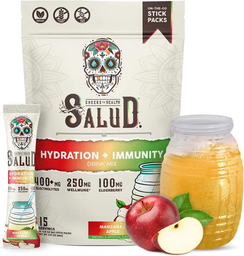 Miniatura 18 de Paquetes de Hidratación 2-en-1 Salud + Polvo de Electrolitos para la Inmunidad, Margarita de Sandía - Mezcla para Bebida de Agua Fresca, Baya
