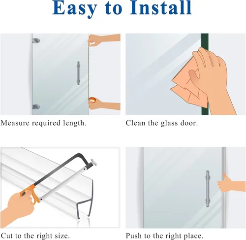 Miniatura 9 de Tira de sellado para puerta de ducha sin marco, paquete de 2 unidades x 78 pulgadas de alto para puerta de ducha de vidrio de 3/8 pulgadas de Tipo H