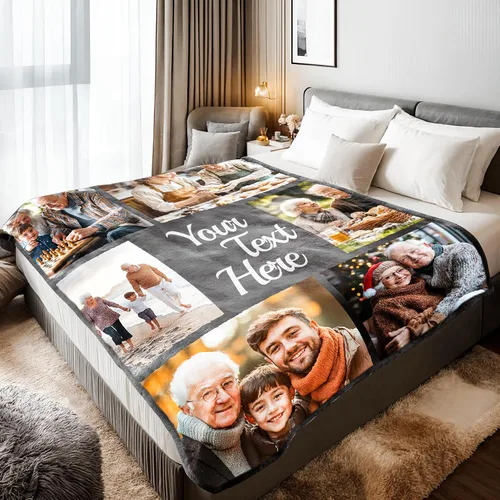 Miniatura 28 de Mantas personalizadas con 1 foto y texto impreso en Estados Unidos Manta personalizada con imagen de 30 x 40 pulgadas Mantas personalizadas