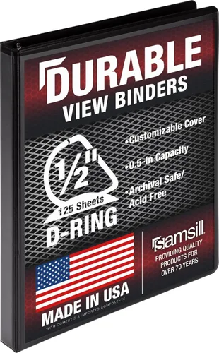 Miniatura 94 de Samsill Carpeta duradera de 1.5 pulgadas, fabricada en los Estados Unidos, carpeta de anillos en D, carpeta transparente personalizable, color rojo