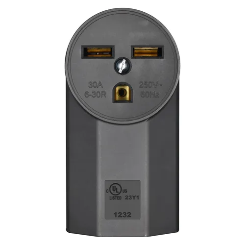 Micmi NEMA 6-30R Receptáculo de alimentación de 2 polos y 3 cables de montaje en superficie, grado industrial 30A 125/250 V, certificación UL, negro
