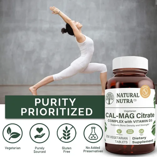 Miniatura 4 de Natural Nutra Cal-Mag 1000/500 mg Citrato con vitamina D3, fortalece la densidad ósea, la salud muscular y nerviosa, fuentes altamente