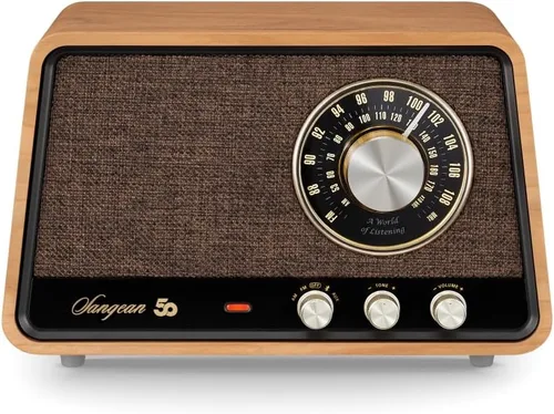 Sangean WR-55 AM/FM/Bluetooth/AUX Radio de gabinete de madera analógica premium edición 50 aniversario