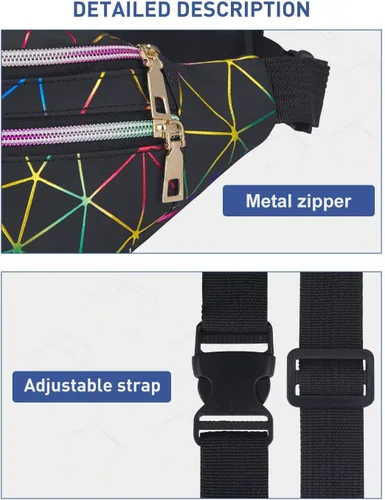Miniatura 4 de Livacasa - Cangurera holográfica linda, brillante e impermeable para mujer, cangurera para viajes, fiestas, festivales, correr y senderismo)