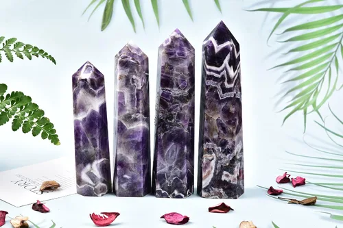 Miniatura 6 de AMOYSTONE Dream Amethyst - Varita hexagonal con 6 pilares facetados individuales de 0.6-1 libras para reiki, meditación, colección, decoración
