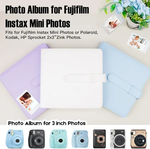 Miniatura 4 de Veicevol Álbum de Fotos de 360 Bolsillos para Cámara Fujifilm Instax Mini, Álbum para Fotos Polaroid, Cubierta de Cuero, Álbum de Fotos para Cámara