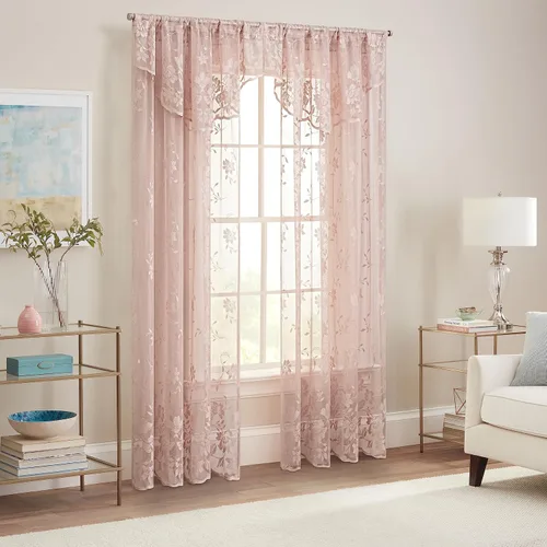 Miniatura 4 de Waverly Sherry Cortina de encaje ligera y elegante con bolsillo para varilla, cortina de ventana floral para sala de estar (1 panel), 54 x 63
