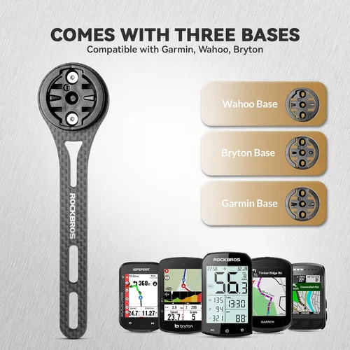 Miniatura 5 de ROCKBROS Soporte para computadora de bicicleta en la parte delantera compatible con mesas de reloj convencionales, equipado con múltiples tipos