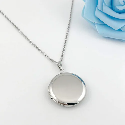 Miniatura 3 de Collar redondo con medallón que sostiene imágenes de forma de corazón medallones en forma de círculo regalo para joyas de niña Esmalte