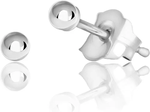 Honolulu Jewelry Company Aretes de bola redonda pulida de plata de ley prémium con respaldo de 0.197 in, 0.079 in - 0.394 in