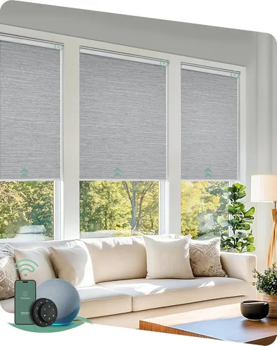 Miniatura 23 de Yoolax - cortinas enrollables motorizadas sin cenefa Vinilo opaco gris claro