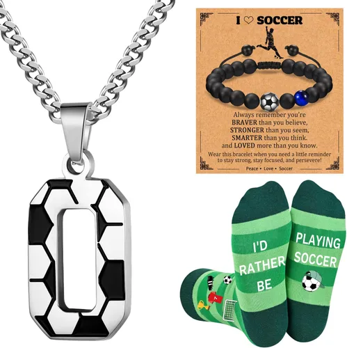 Miniatura 18 de Soccer Gifts Set A-Z Letter Soccer Necklace for Men Novelty Soccer Socks&Soccer Bracelets for Soccer Lovers